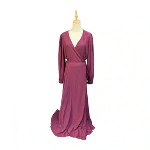 NWT Lulus Burgundy long Sleeve Maxi Wrap Dress Size 3X